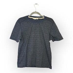 Hudson & Barrow Navy Blue Striped Knit Crew Neck Preppy Casual T-Shirt Medium